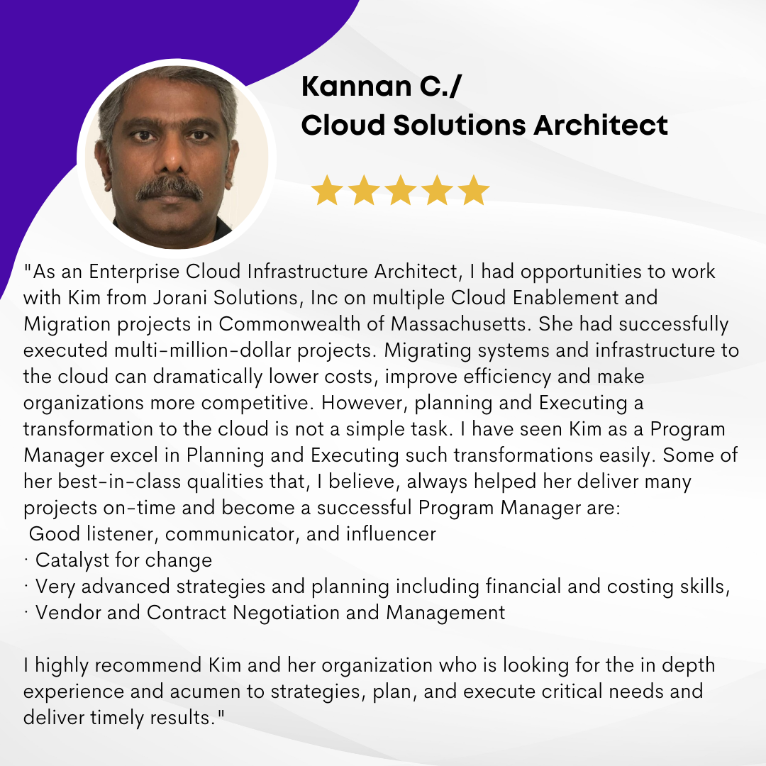 Testimonial for Kim- From Julie  IT Project Manager IT Cloud AWS Architet Cloud coach consultant