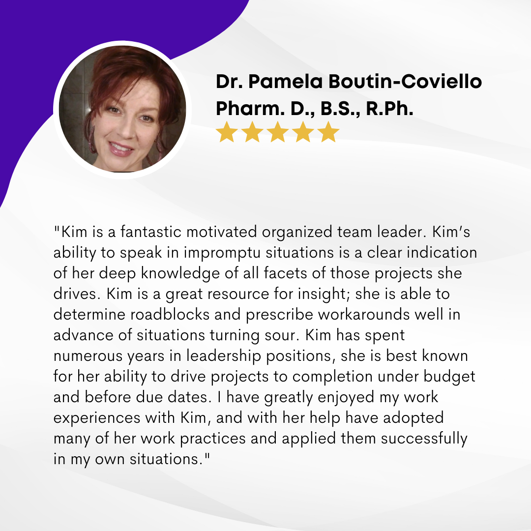Testimonial for Kim- From Pam  IT Project Manager IT Cloud AWS coach consultant